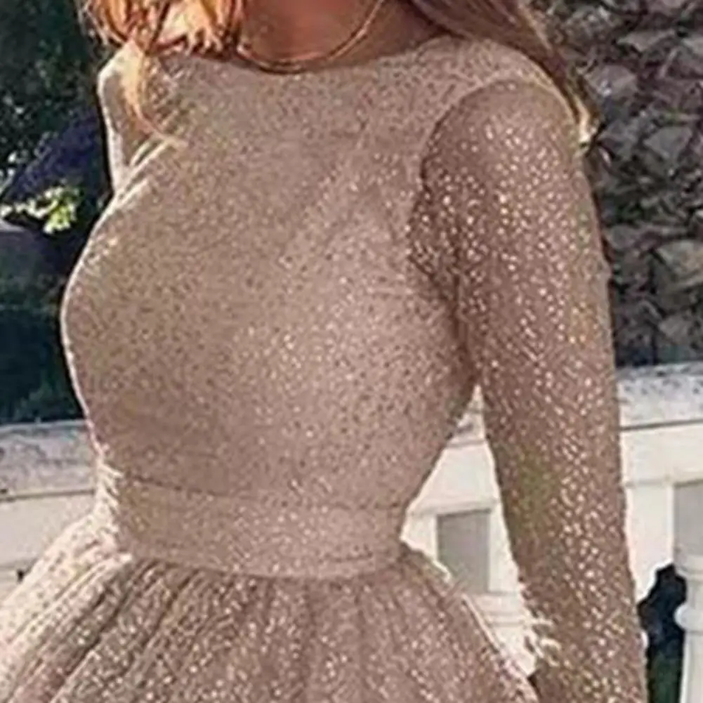 Mini sukienki balowe z tiulu, długi rękaw, okrągły dekolt, możliwość personalizacji, bez rękawów, księżniczka