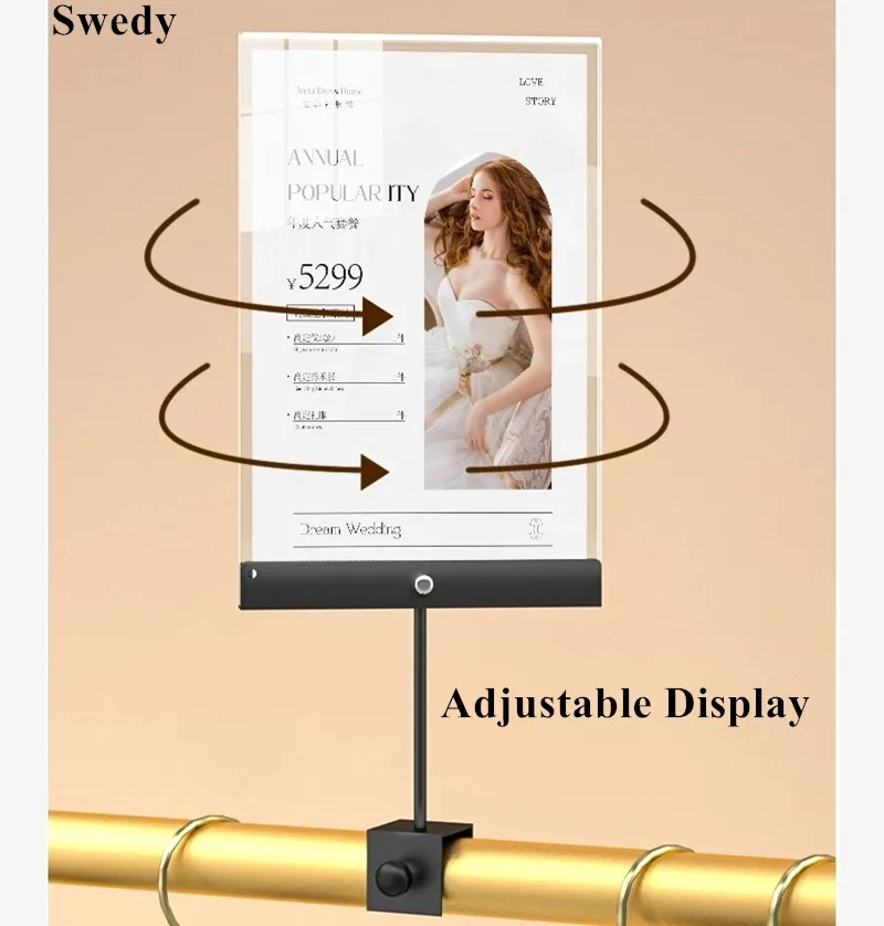2 Pieces A4 210x297mm Clothing Promotion Price Label Poster Display Board Metal KT Board Clip Acrylic Sign Holder Display Stand