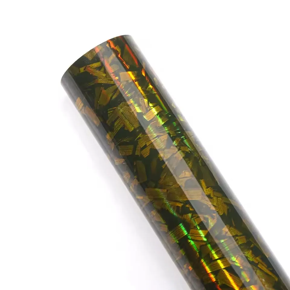 

Блестящая лазерная кованая золотая пленка из углеродного волокна, автомобильная виниловая пленка, устойчивая к царапинам ПВХ, меняющая цвет пленка с виниловыми рулонами для выпуска воздуха