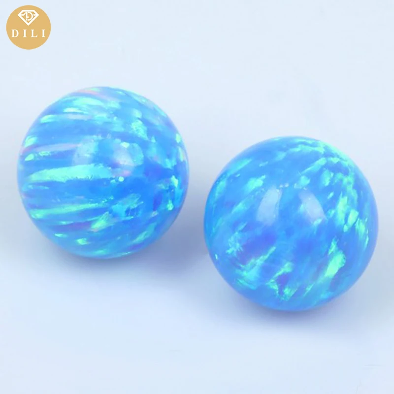 20pcs/Lot 2-10mm OP06 Blue Opal Beads Full Hole Ball Lab Created Round Opal Beads Blue Fire Opal For Jewelry