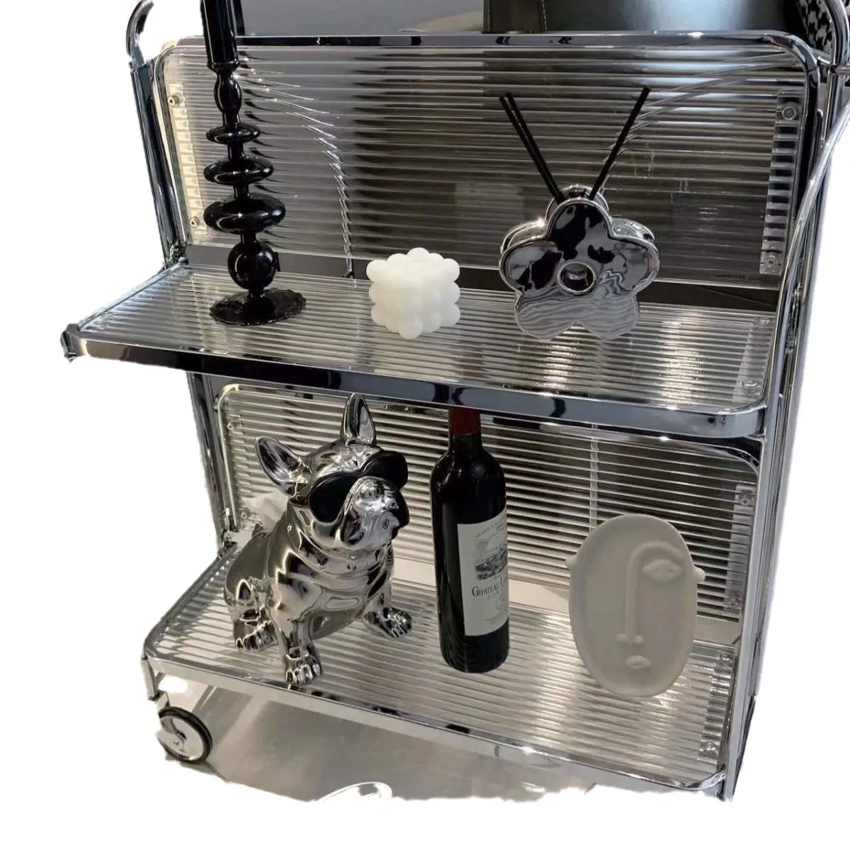 รถเข็นยุคกลาง รถเข็นแก้วมือถือแบบพับได้ รถเสบียงไวน์ ดาราอินเทอร์เน็ต ขอบเก็บแก้วใส