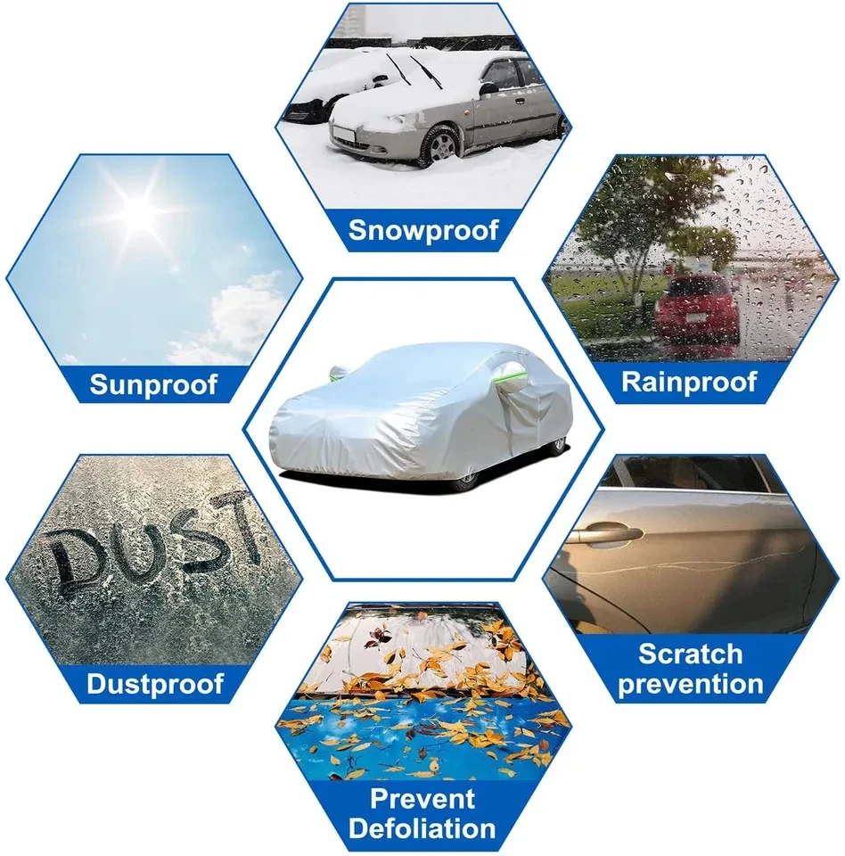 1 Stück Komplette Autoabdeckung, Outdoor-Schutz, Sonnenschutz, Staubdicht, Schutz vor Vogelkot, Autozubehör – Detail 6