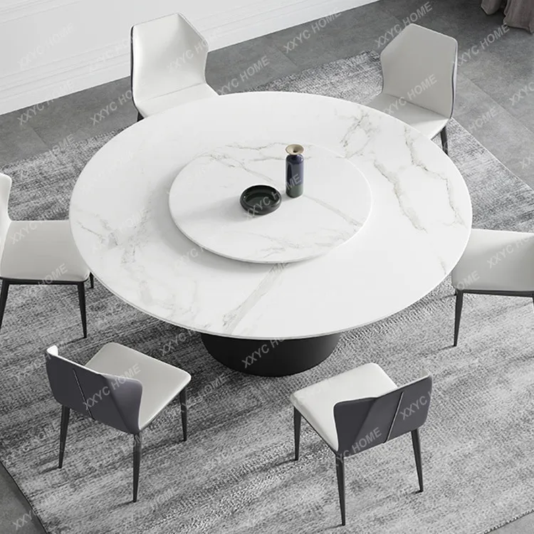 

минималистичный яркий высококачественный круглый стол из каменной плиты