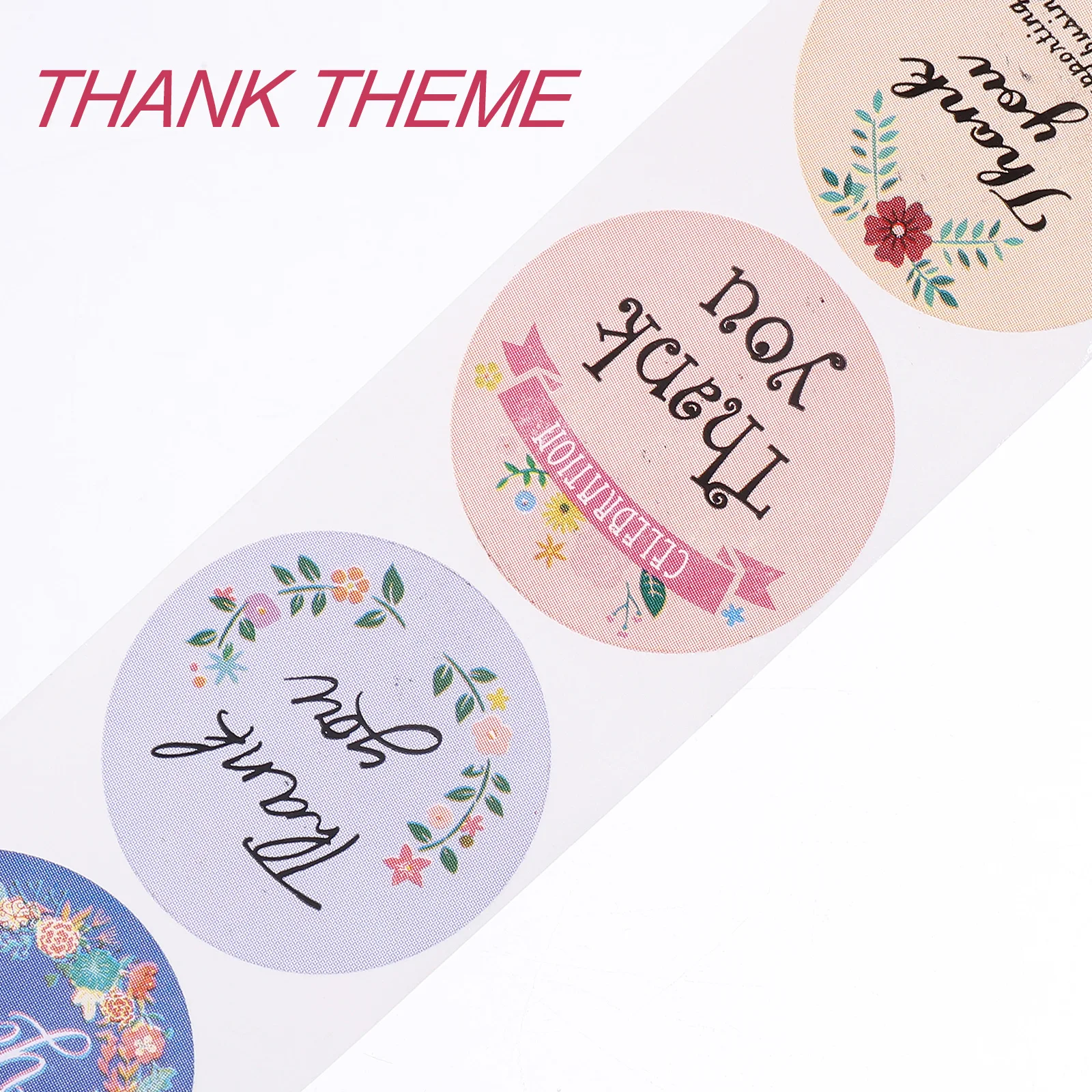 

3pcs 3 Rolls Round Sealing Circle Thank You Label Copper Plate Smooth DIY Adhesive Labels for Envelopes Gift Wrapping for Bags