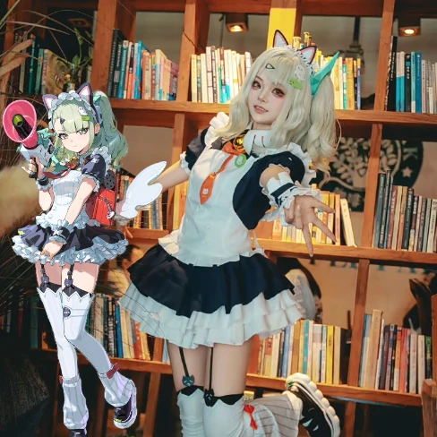 Sunna Cosplay Afternoon Tea Maid Lolita Dress Costume Wig Suit Sweet Lolita Game Zenless Zone Zero Cos for Halloween Roleplay