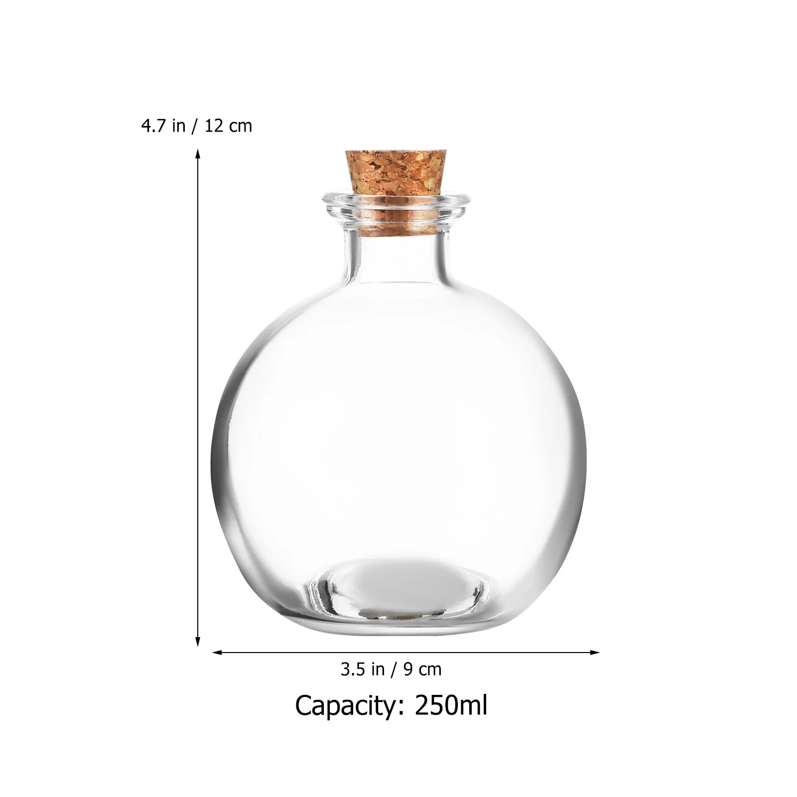 

2Pcs Glass Terrariums 250ml Spherical Jar Cork Lid Hydroponic Plant Containers Moss Jar Wish Bottle Glass Bottles with Cork