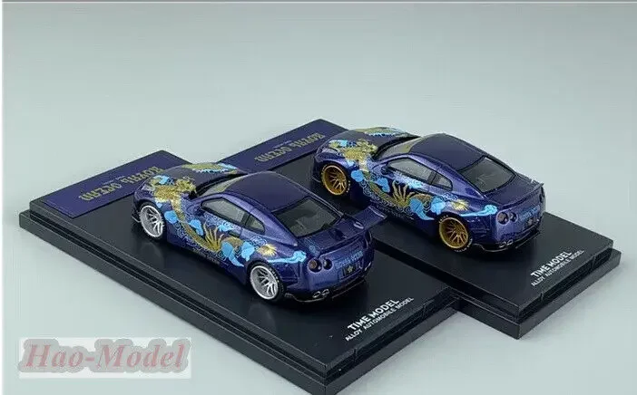 Tm time 1/64 para nissan GT-R r35 modelo de carro liga diecast metal simulação brinquedos meninos presentes aniversário hobby exibição coleção azul