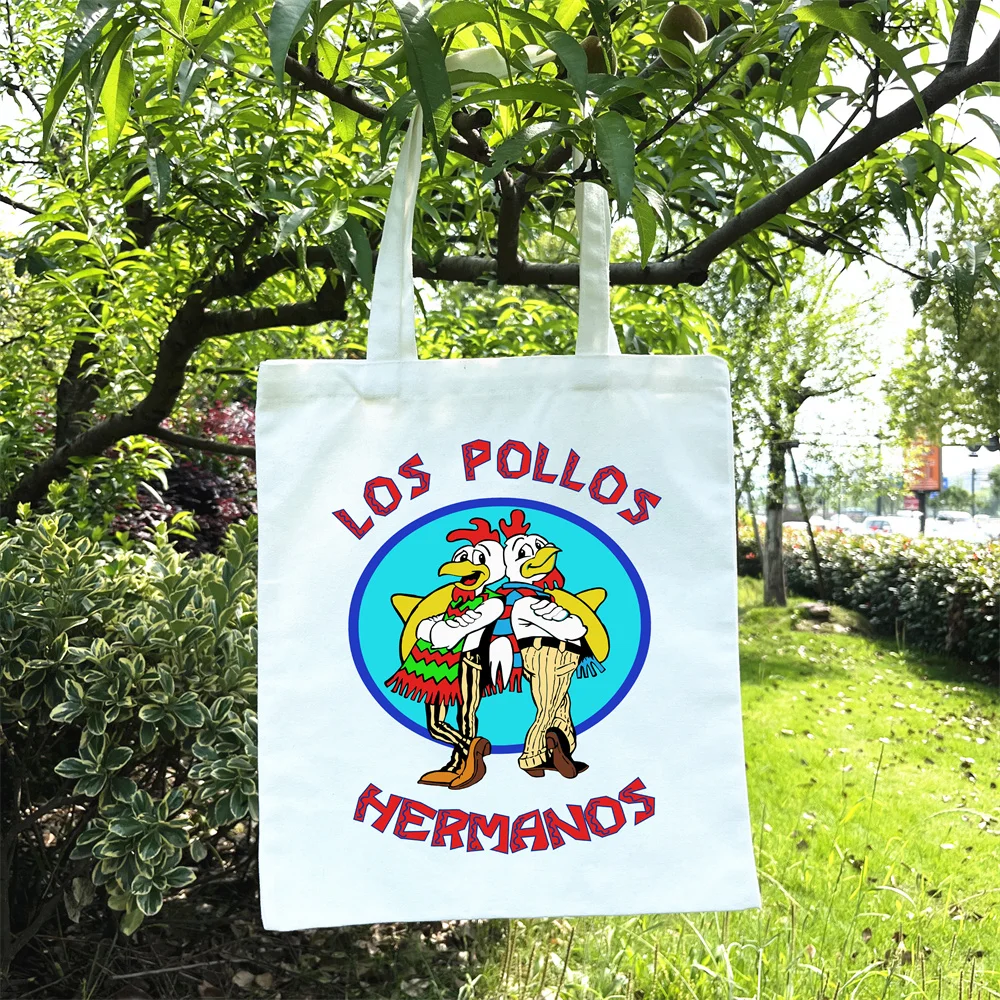 LOS POLLOS Hermanos divertente borsa di tela stampata borsa Tote Casual borsa per la spesa leggera borsa a tracolla durevole borsa per fratelli di