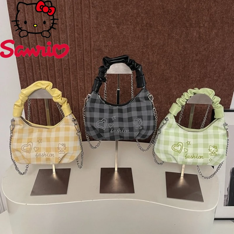 Sanrio Hello Kitty New Women's Shoulder Bag Cartoon Cute Women's Handbag Embroidery Fashion Chain Women's Bag High Quality