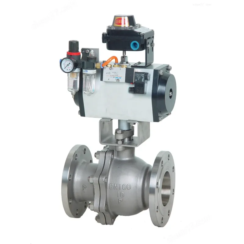 

DN25 1 inch 2 Way 3 PC O Type Double Flanged Stainless Steel Ball Valve with Pneumatic Actuator