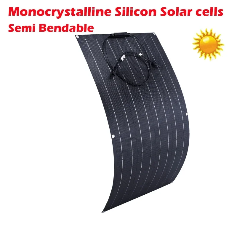 ETFE 150W Flexible Solar Panel Portable Solar Cell Energy Charger DIY Connector for Smartphone Charging Power System Car Camping