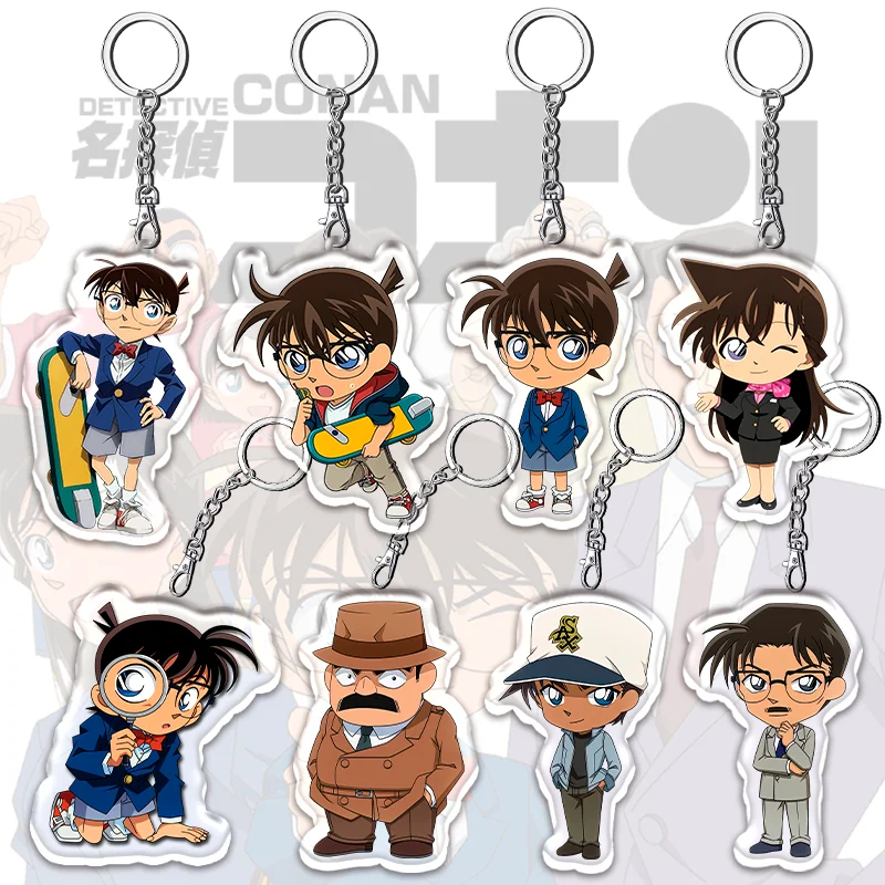 12cm Conan Acryl-Schlüsselanhänger für Studentenrucksäcke, Anime-Schlüsselring mit Jimmy Kudo, Rachel Moore, Miyano Shiho, Dekorationsgeschenk