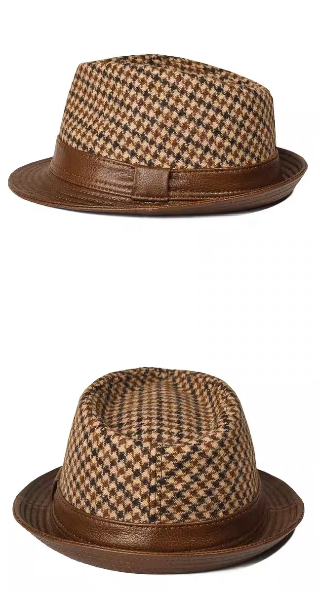 New Man High Quality Genuine Leather Cowhide Formal hat Gentleman Cow Skin Short Brim Black/Brown Top Hat Male Shows Gentleman
