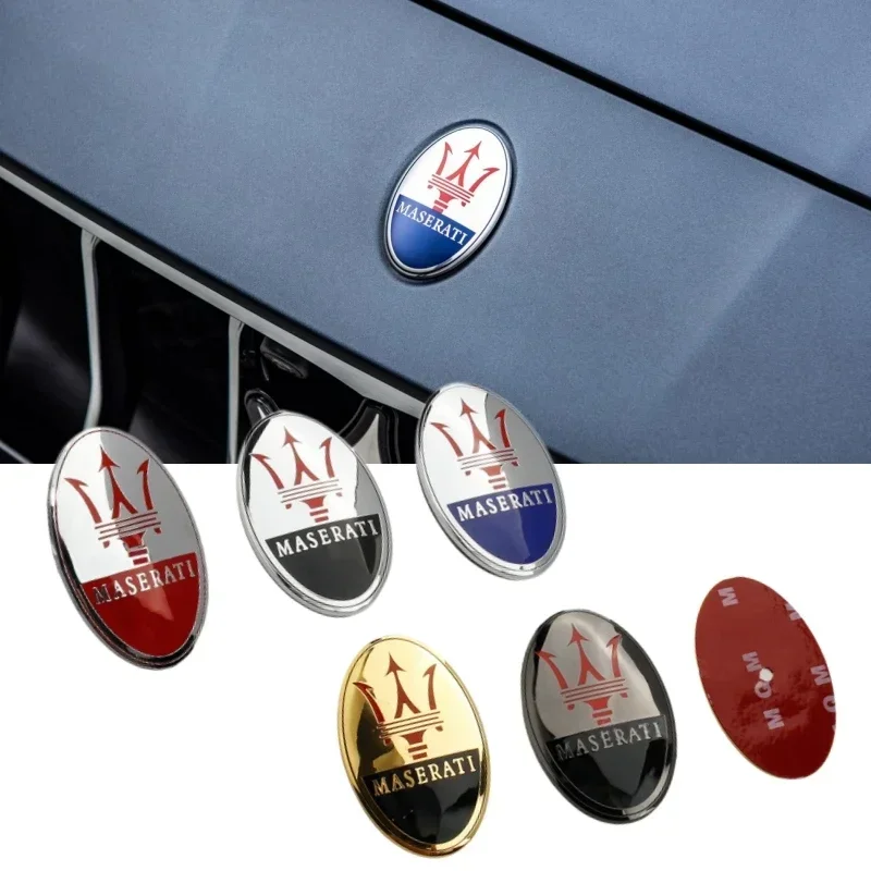 Insignia delantera de coche 3D, calcomanías de cubierta de repuesto para Maserati Granturismo Ghibli Quattroporte Levante Gransport Granlusso GT Gran Cabrio