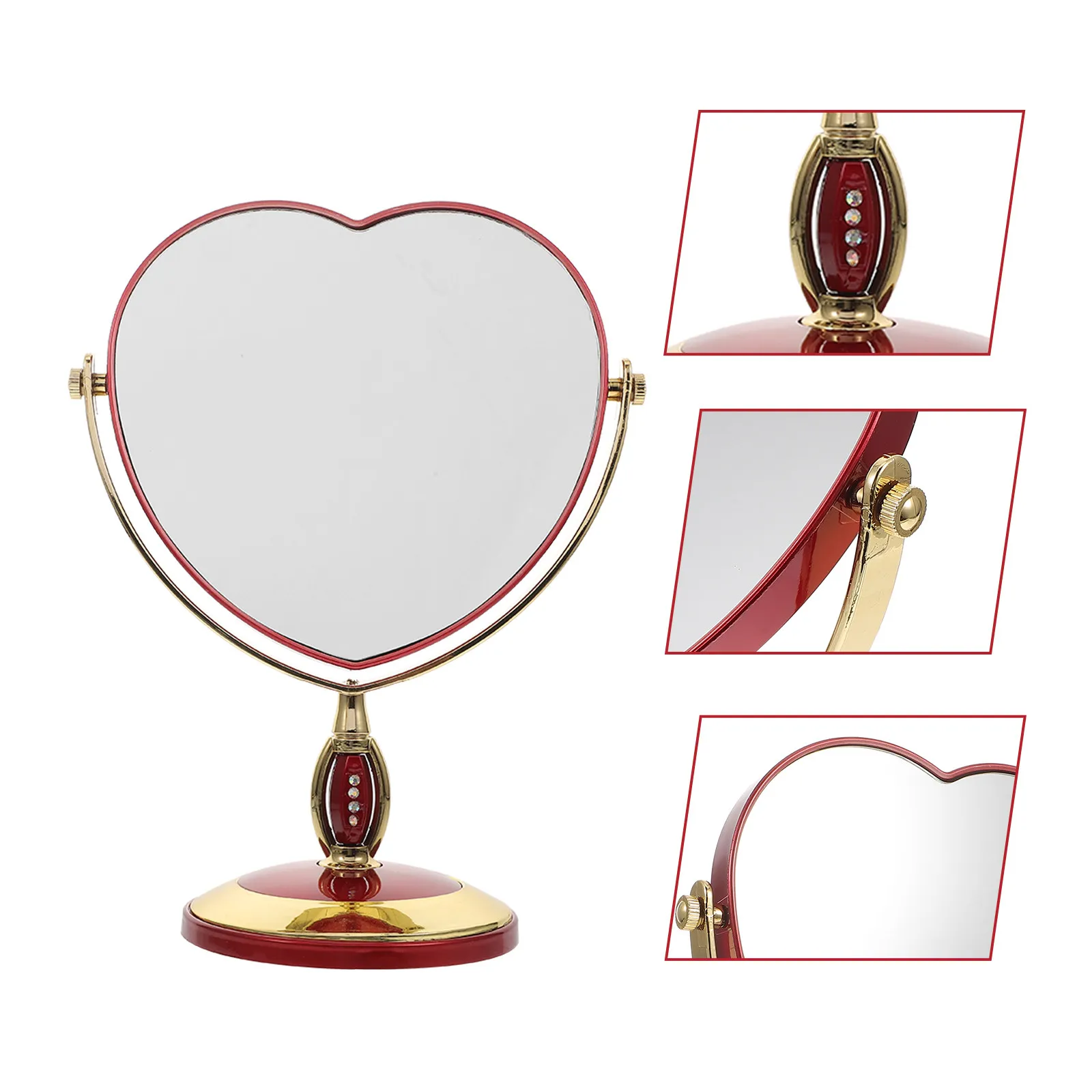 

1 шт. Креативное настольное зеркало в форме сердца, стильное зеркало для макияжа для спальни, для ежедневного использования, уникальная идея подарка для женщин
