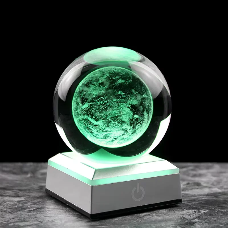 

3D Laser Engraved Crystal Mars Ball Global Home Decoration Glass Craft Sphere Astronomy Gifts 8CM Crystal Ball