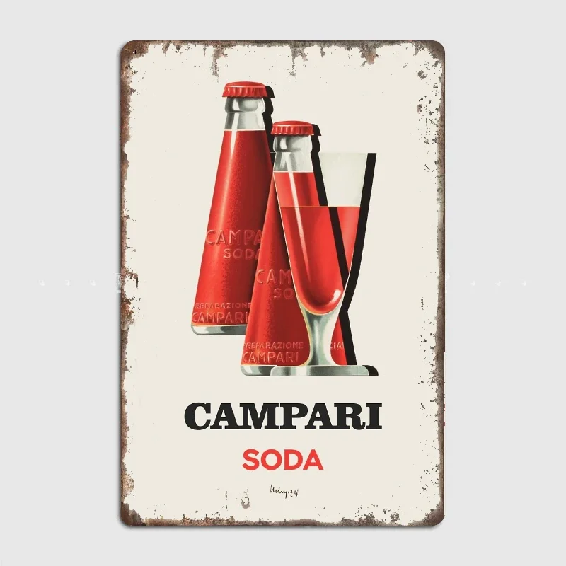 Campari Soda Vintage Italian advertising poster by Metal Tin Sign Truck Indoor Outdoor Home Bar Coffee Kitchen Wall Decoration