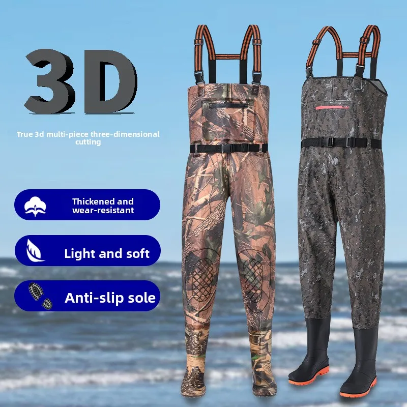 Водонепроницаемые рыболовные брюки Chest Wader с ботинками, утолщенные ботинки на бедрах для мужчин и женщин всех размеров