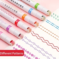 6pcs/set Flower Shape Outline Pens Multiple Patterns Bullet Journal Pens， Wave Colored Highlighters