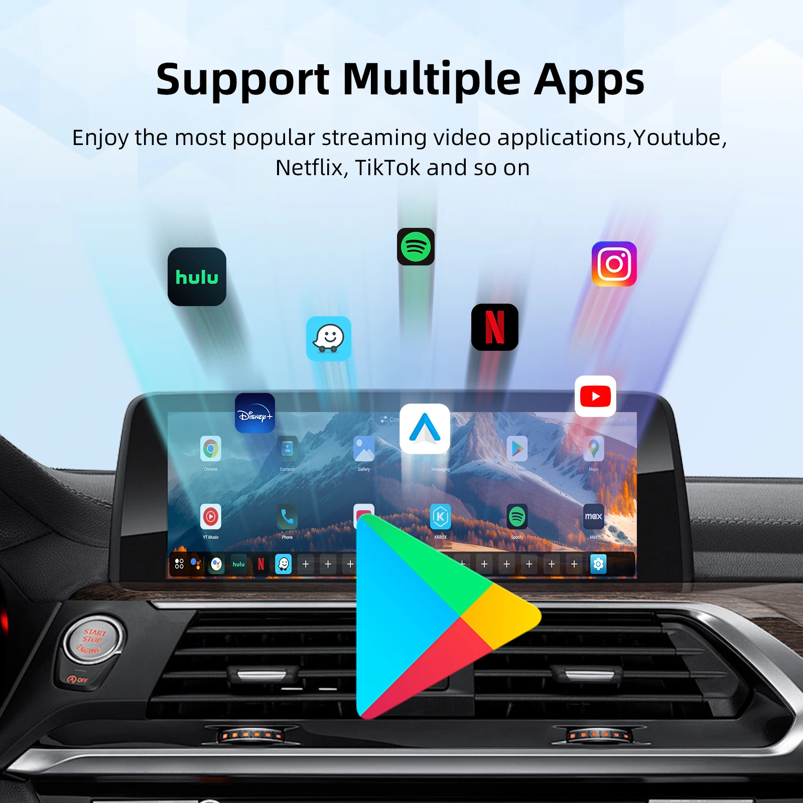 Беспроводная коробка с искусственным интеллектом EzoneTronics для BMW или других автомобилей с CarPlay Android 13, 8 ГБ, 128 ГБ, двойным Wi-Fi, выходом 4G SIM и HDMI