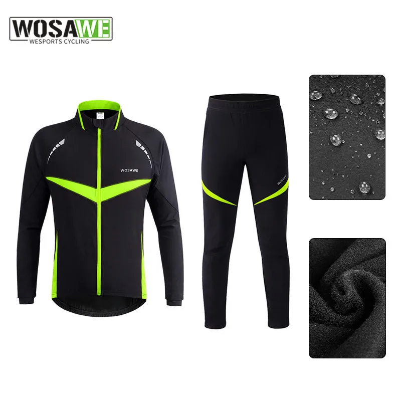 WOSAWE Winter Autumn Cycling Clothes Riding Suits Bicycle Men Long Sleeves Jacket Thickening Windproof Bike Equipment