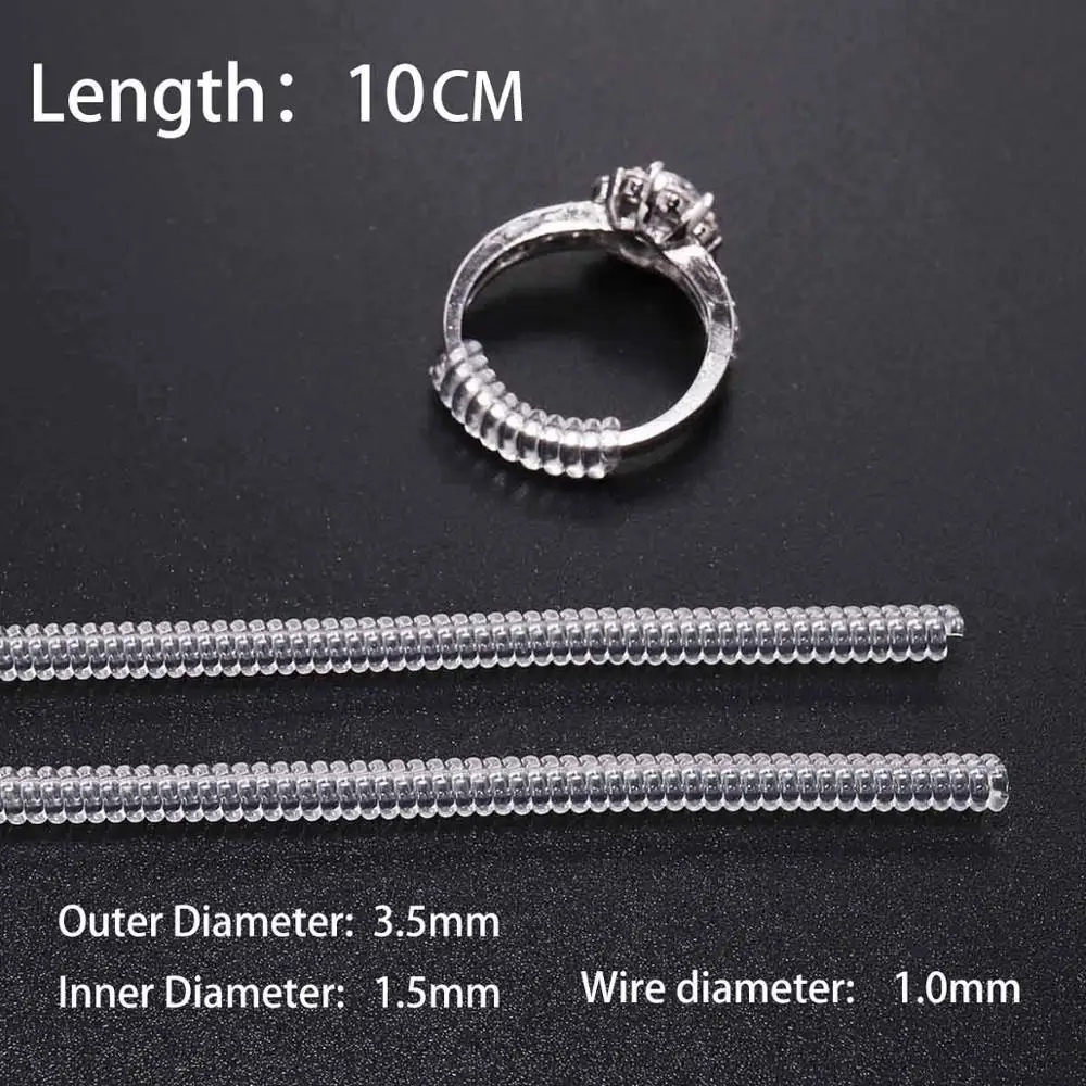 4pcs Transparent Spiral Ring Size Adjuster Tools
