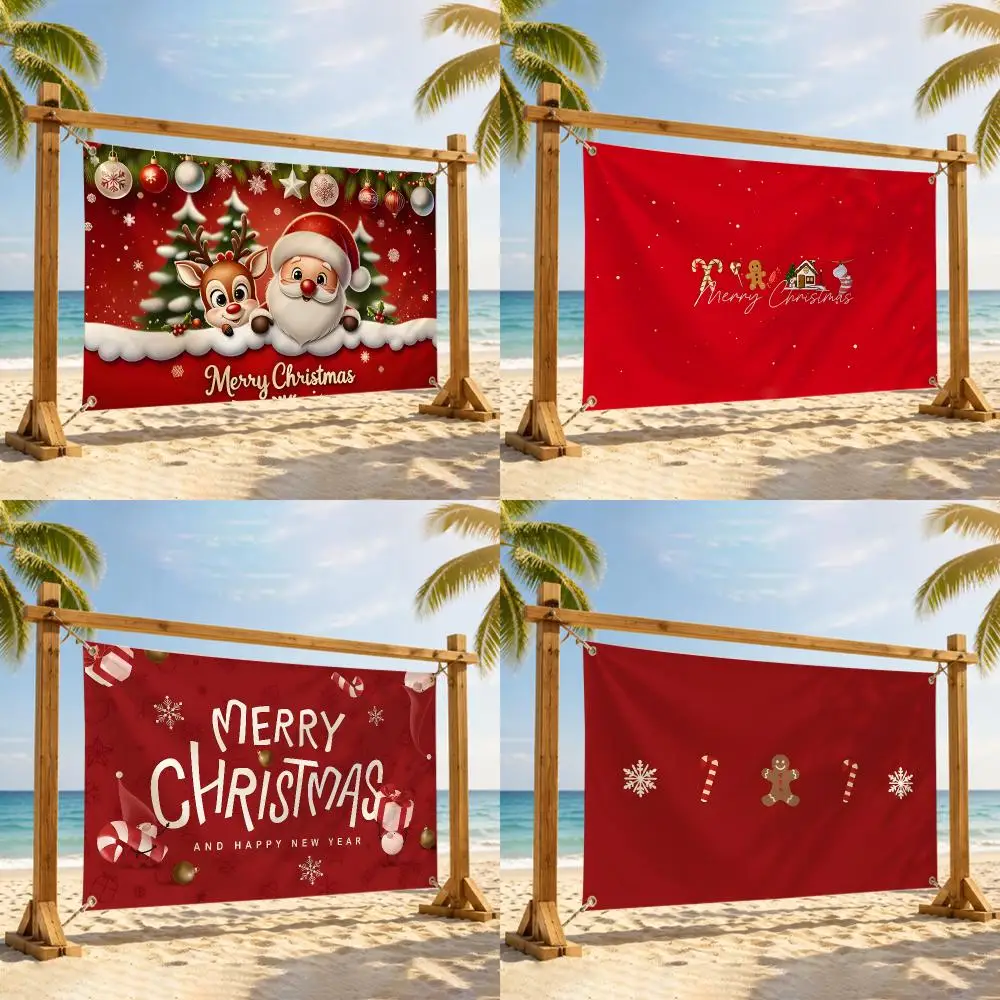 Merry Christmas Flags Flag Tapestry Outdoor Decor Flaga Decorative Home Objects Barber Shop Decoration