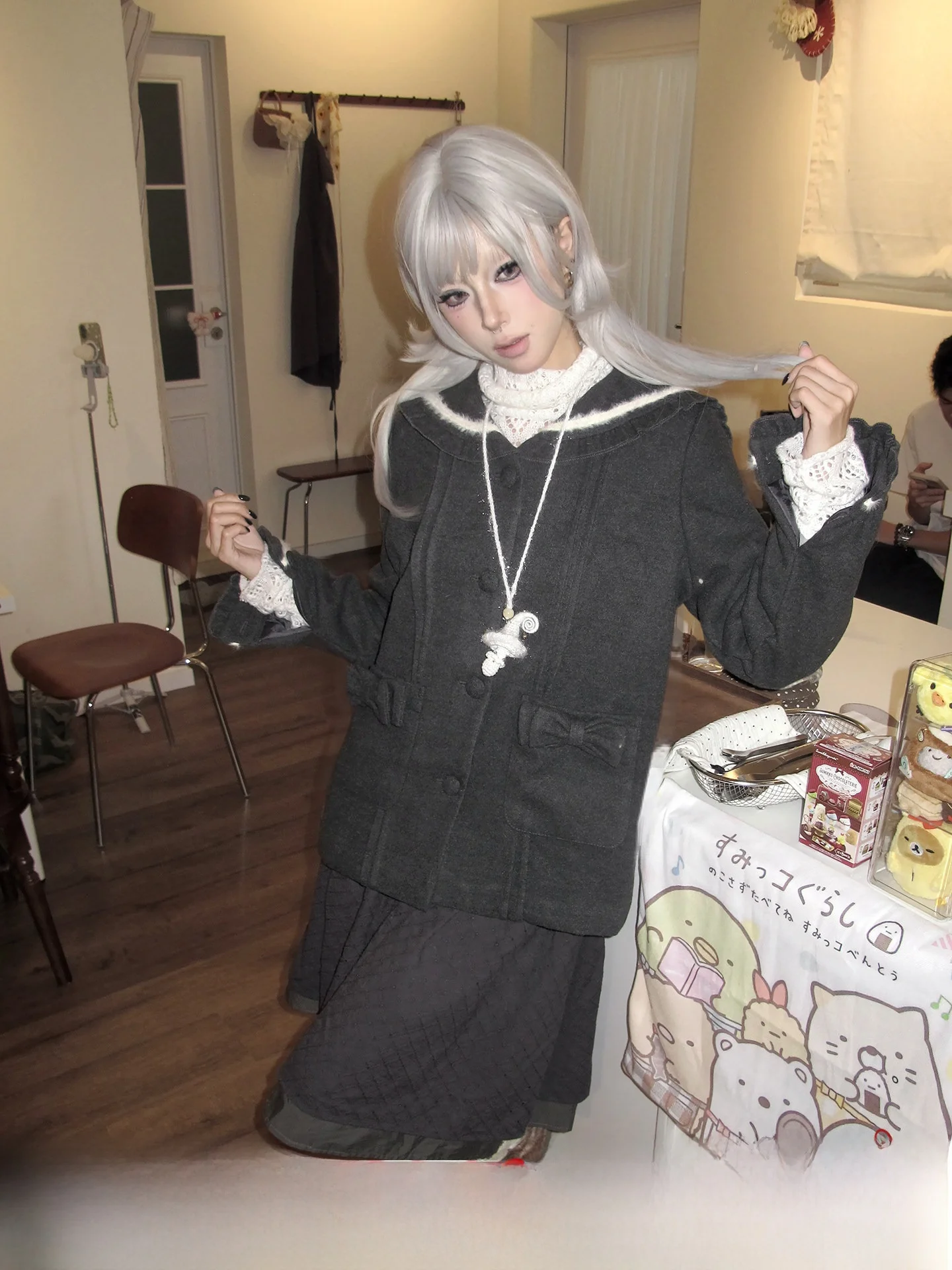 

ay Woolen Navy Collar ort Coat Vintage School Sle Girls Outerwear Bubble Pine Oil College Faion Thiened Cotton