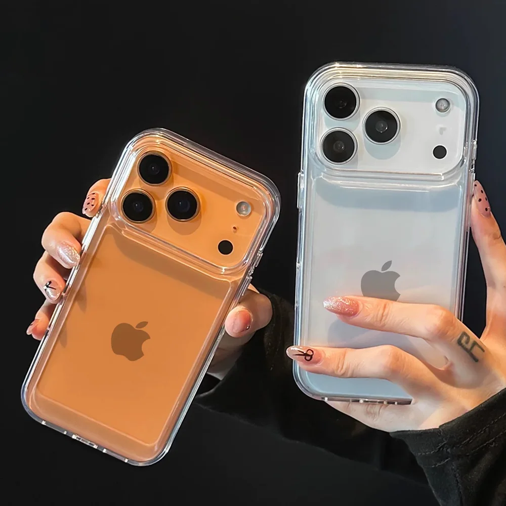 

Luxury Clear Hard Acrylic Phone Case For iPhone 11 12 13 14 15 16 17 Pro Max Air 14 15 Plus Soft Shockproof Bumper Cover