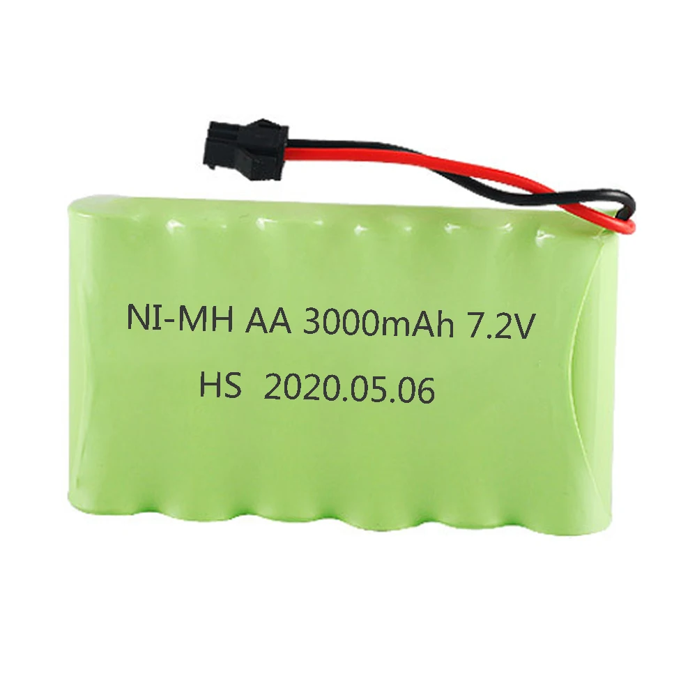 7.2V 3000mAh NI-MH Battery SM Plug and Charger For Rc toy Car Tank Train Robot Boat Gun parts 7.2V NiMH rechargeable AA Battery