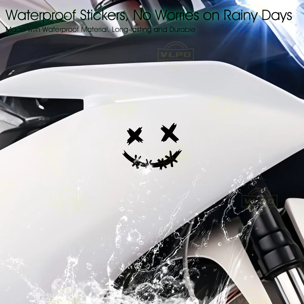 2 PCS Motorcycle Glow Stickers Waterproof Demon Smiling Face Decals Motorbike Helmet Body Side Boxes Decoration Accessories image 3