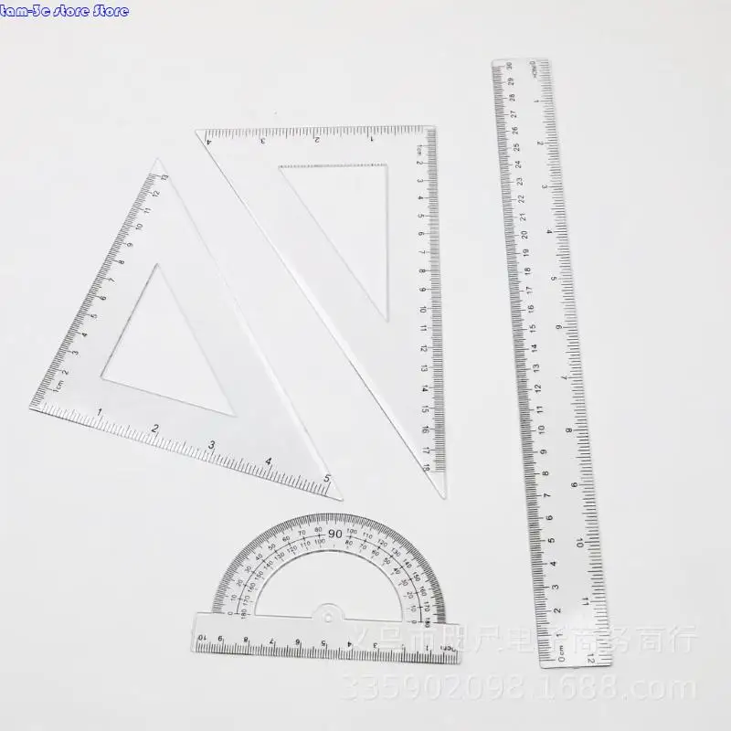 D0UA Plastic Mathematical Drawing Reger Professional Math Geometry Herramienta con protractor cuadrado Regla directa para