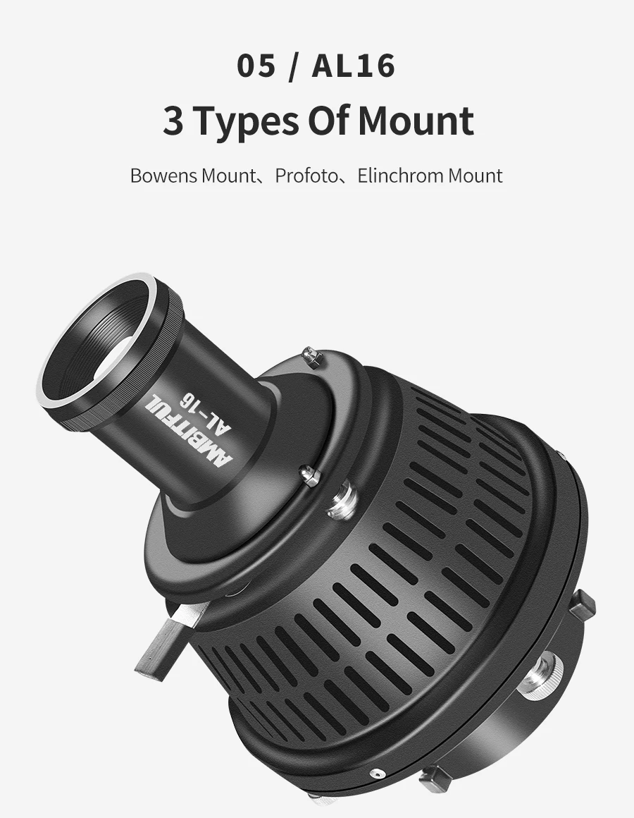 Ambitful AL20 Fotografie-Projektor-Aufsatz, Scheinwerfer, konischer Snoot, optischer Kondensator für Mini Bowens Godox Zhiyun INKEE – Detail 34