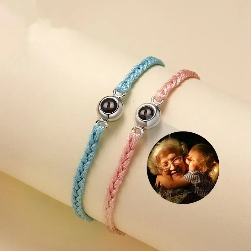 Customized Projection Photo Leather Bracelet Stainless Steel Family Pet Couples Gift Valentine's Day Jewelry for Men & Women New