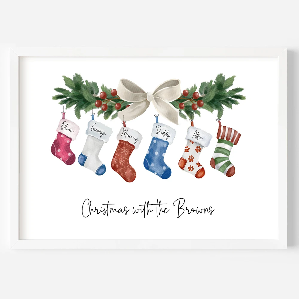 

Personalised Christmas stocking prints, Christmas wall prints, family gifts, gifts for dad, gifts for mom, family prints, wall d