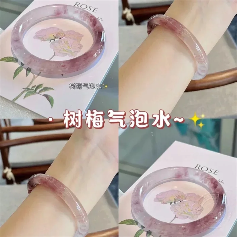 Beautiful Guifei Round Strip Thick Glass Anti Jade Ice Penetrating Bangle Bracelet Ancient Palace Hanfu Jewelry Accessories