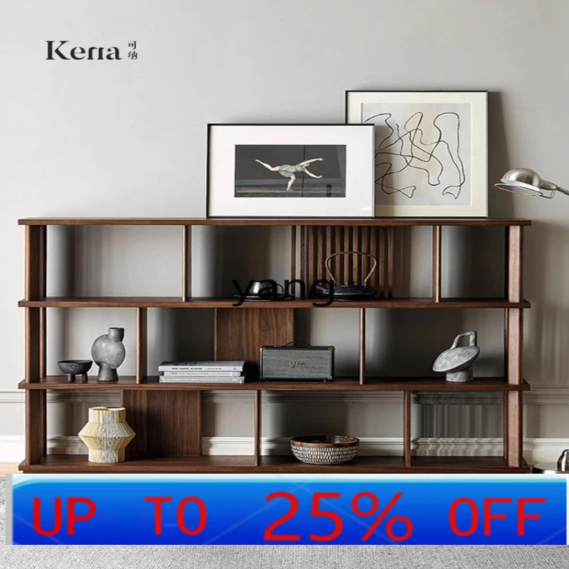 

LHH Black Walnut Bookcase Solid Wood Combination Locker Bookshelf Floor Shelf