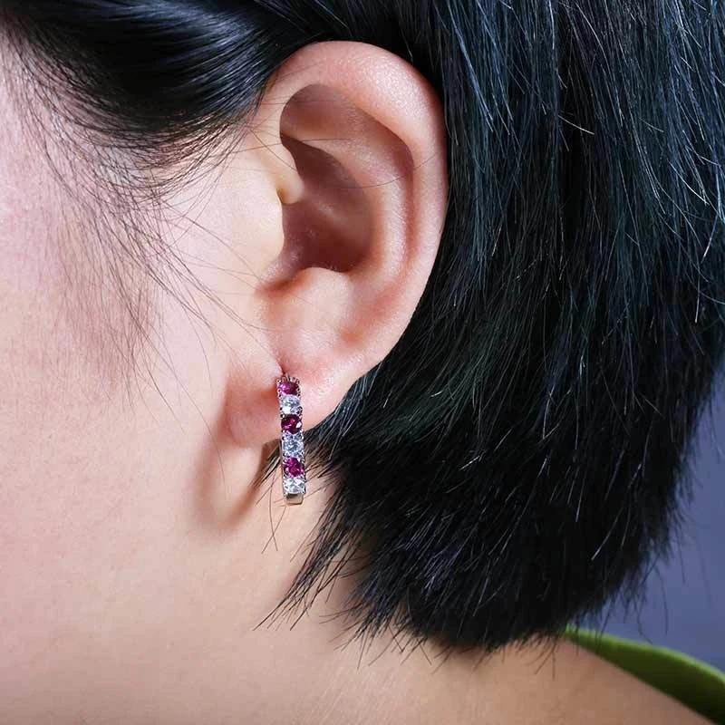 Keluaran Baru 925 Perak Sterling Anting-Anting Kancing Zircon CZ Mosaik Jernih Lingkaran Bulat Mode Pendientes untuk Wanita Perhiasan Brincos