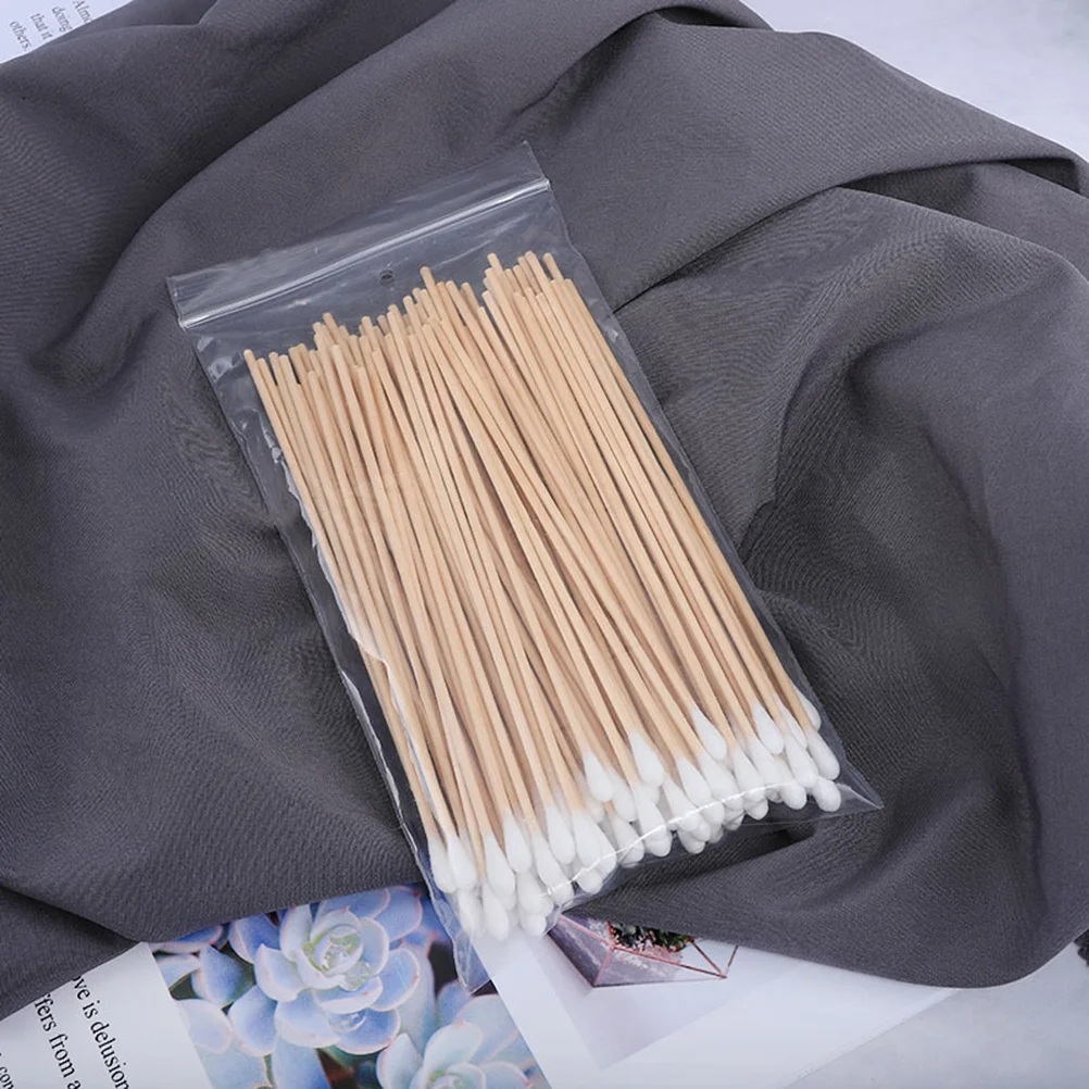 4 Packs Pet Cleaning Swabs Single Head Cotton Swab Wooden Cotton Cwabs Creative (400pcs/4 Packs)