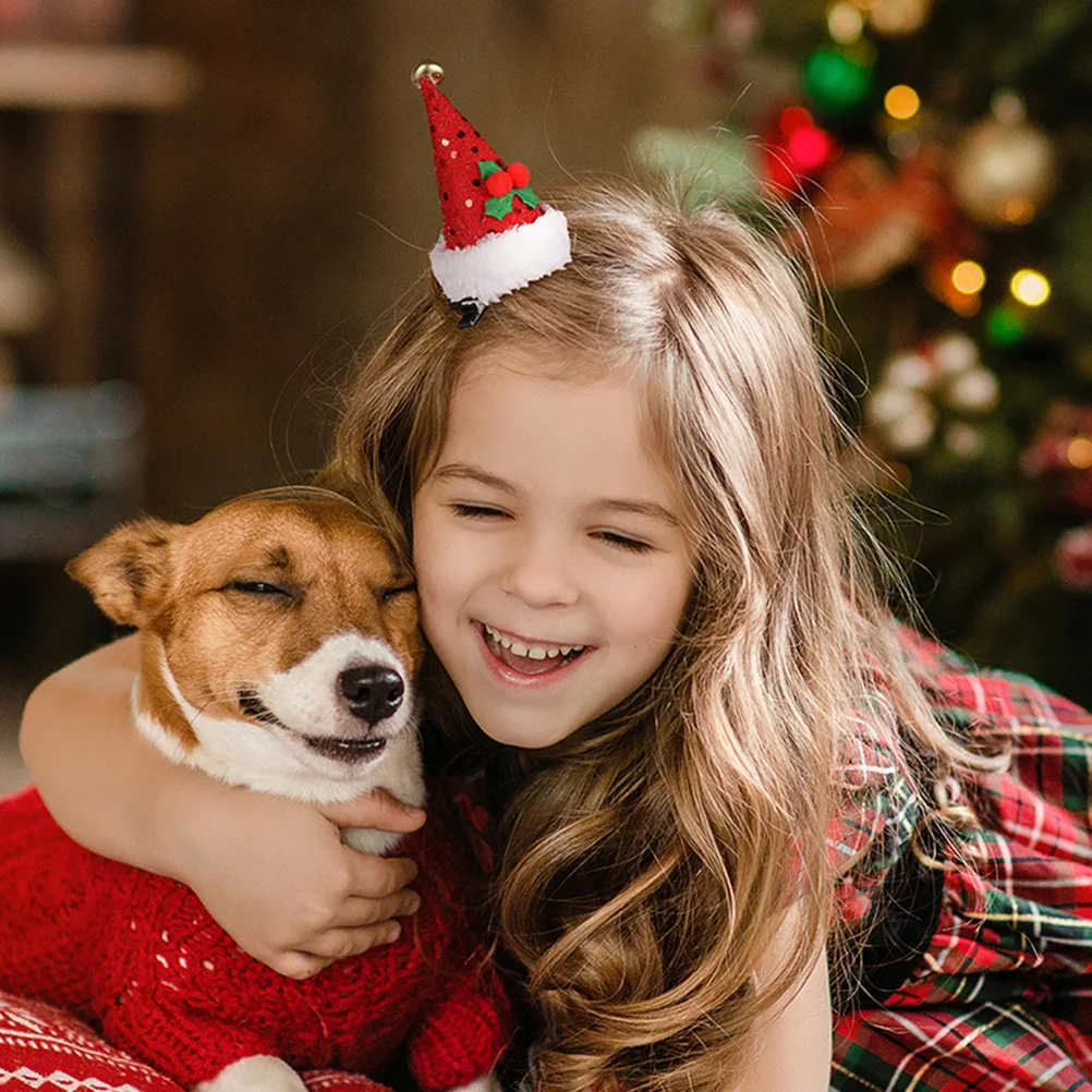 4 pinces à cheveux en forme de chapeau de Père Noël, paillettes brillantes, barrettes de Noël, accessoires de cheveux pour fête, épingles à cheveux, pinces de Noël