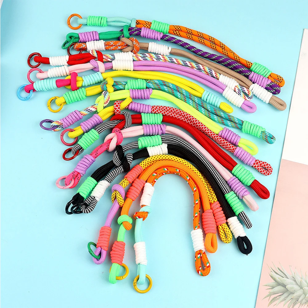 Portable Nylon Phone Straps Cord Mobile Phone Lanyard Nylon Rope Keychain Anti-loss Rope Woven Colorful Keyring Cute Pendant