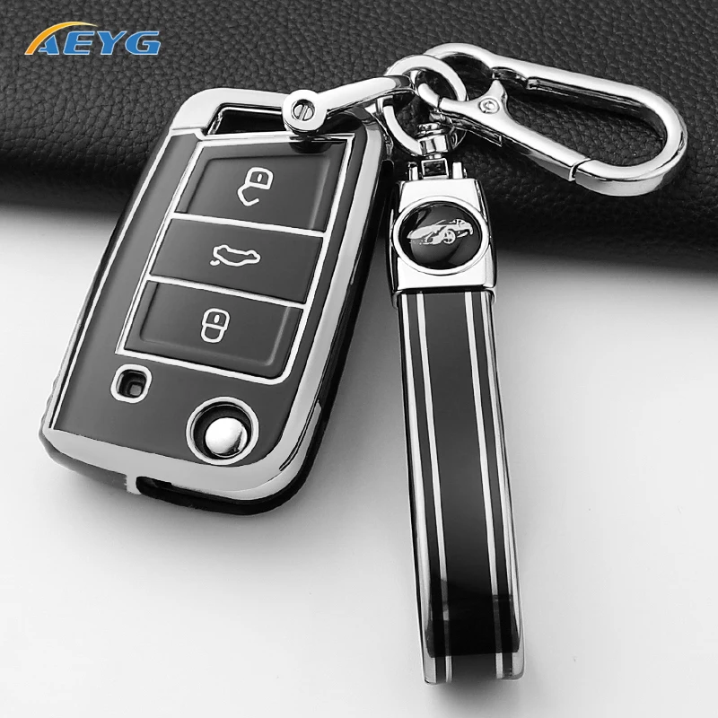 For VW Volkswagen Golf 7 MK7 Tiguan MK2 For SEAT Ateca Leon FR 2 Ibiza For Skoda Octavia Car Key Case Cover Interior Accessories