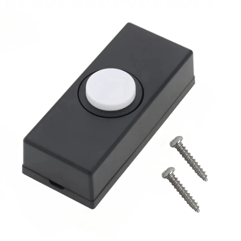 1pc Doorbell Push Button ABS Wired Connection Convenient Plastic Hard Wiring Black Door Bell Chime Bell Push Press Button Tools