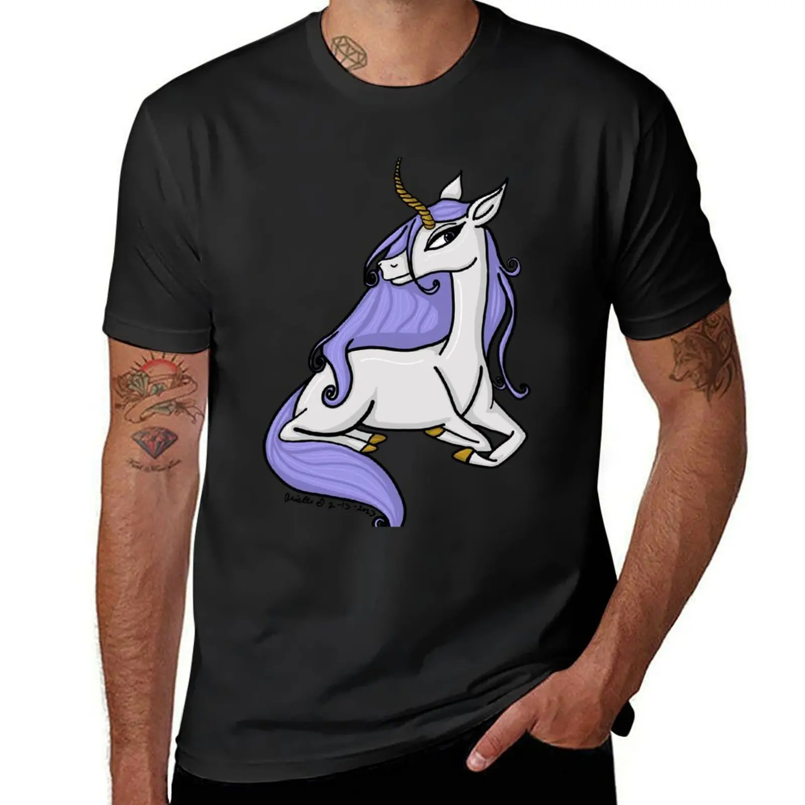 Lavender Unicorn T-Shirt customs funnys Aesthetic clothing sweat t shirt men