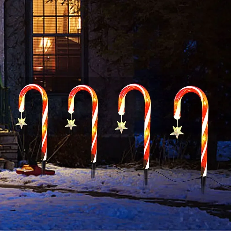 Led Solar Walking Stick Into The Ground Light Outdoor Garden Park Christmas Festive Atmosphere Light