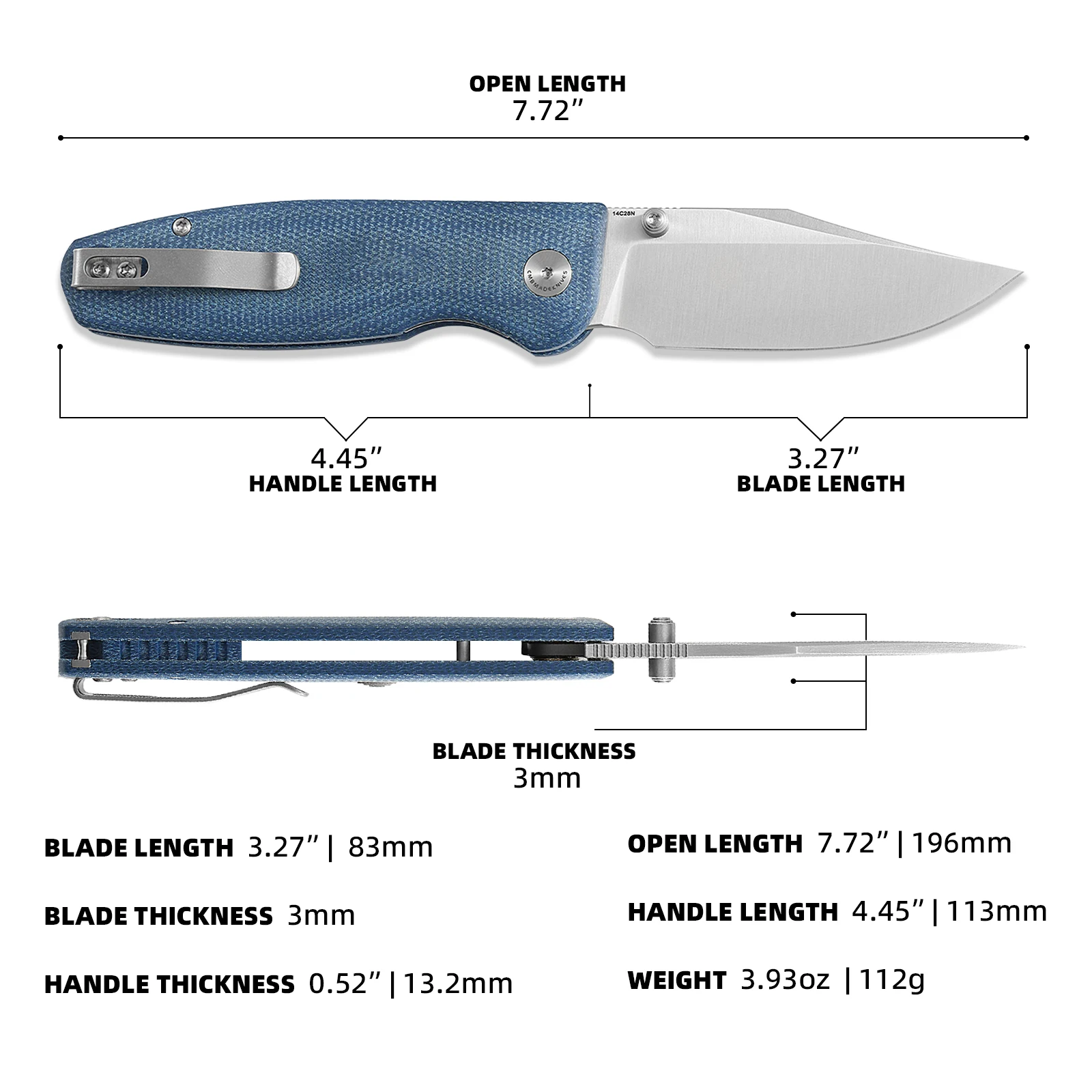 CMBMADEKNIVES محظوظ ميكارتا مقبض 14C28N الصلب التكتيكية بقاء التخييم في الهواء الطلق جيب سكين للفرد EDC CMB-21A