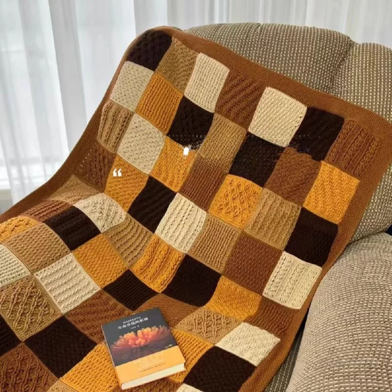 handmade-diy-color-block-grid-pattern-blanket-yarn-crochet-kit-grandmother's-blanket-covering-blanket-for-air-conditioner