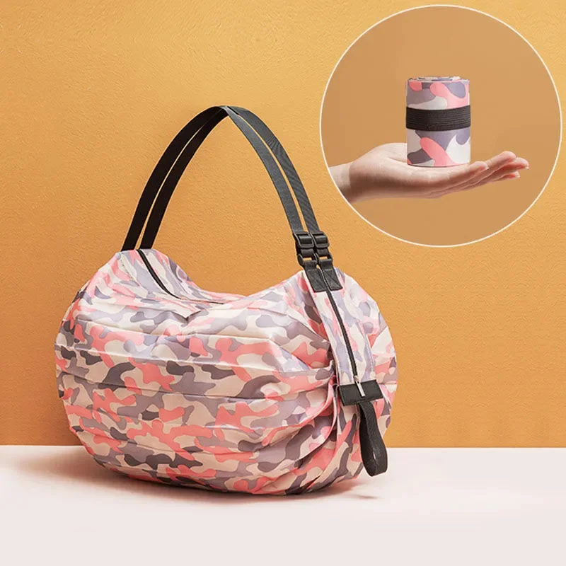 Camping Bag Outdoor Sports Bag Travel Bag Large Thickened Nylon Large Portable Shoulder Handbag Folding Bag Foldable Printing