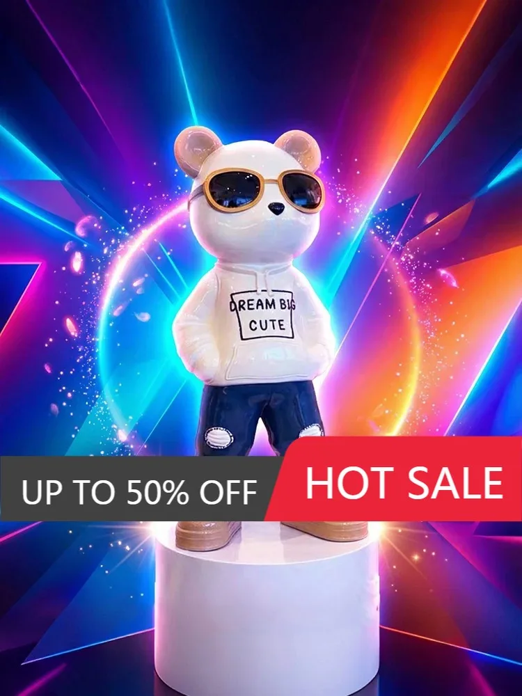 Creative Cartoon Bear Statue Piggy Bank With Bluetooth Speaker Figurine Living Room Luxury Modern Animal Sculpture Ornaments