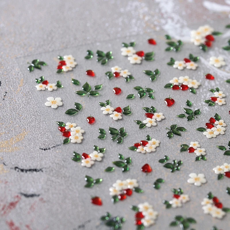 5D 레드 로즈 엠보싱 네일 스티커, 발렌타인 데이 나비 매듭 꽃, 자체 접착 슬라이더 데칼, 매니큐어 네일 아트 장식, 신제품